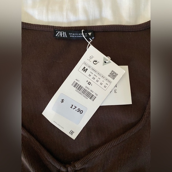 Zara Brown Scrunched Long Sleeve - Picture 3 of 3